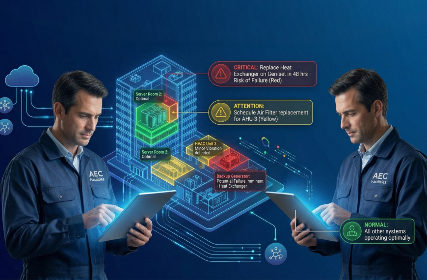 Facility Manager Using a Digital Twin Dashboard for Predictive Maintenance.