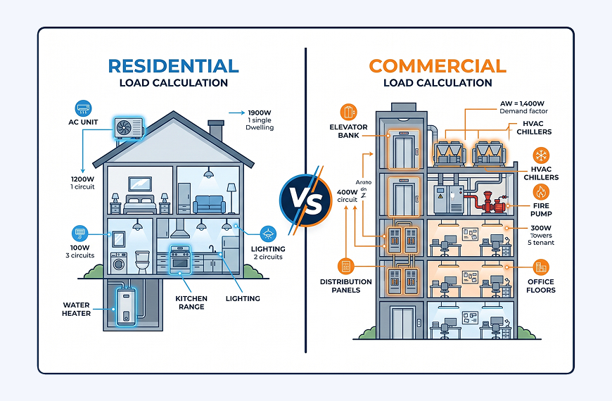 Residential vs. Commercial Electrical Load Calculation