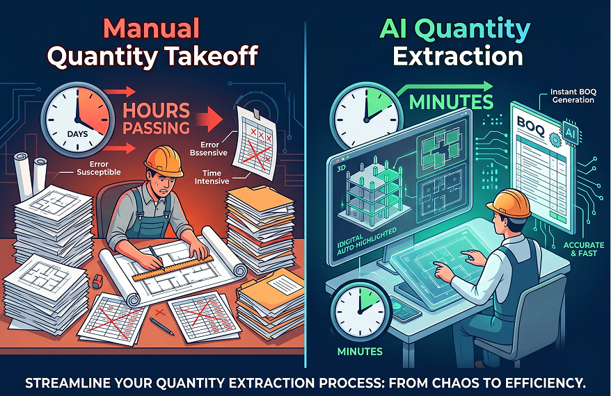 Quantity Extraction vs. Manual Estimation: A Realistic Comparison